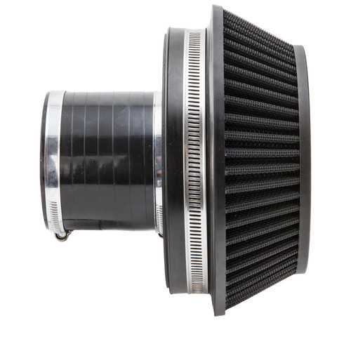 Ramair Pleated 80mm (3.1inch) ID Neck Small Cone Air Filter with Velocity Stack and Coupling - PR-CC-193-VS-80-BK-KIT