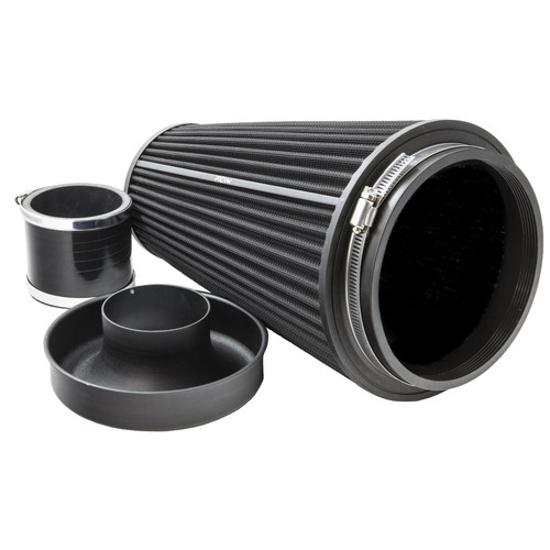 Ramair Pleated 76mm (3inch) ID Neck XLarge Cone Air Filter with Velocity Stack and Coupling - PR-CC-196-VS-76-BK-KIT