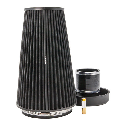 Ramair Pleated 80mm (3.1inch) ID Neck XLarge Cone Air Filter with Velocity Stack and Coupling - PR-CC-196-VS-80-BK-KIT