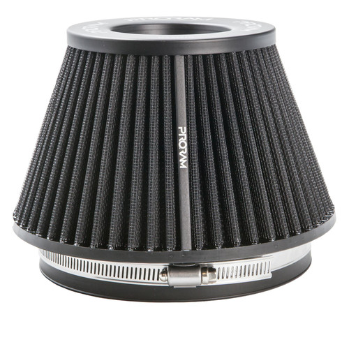 PRORAM 76mm OD Neck Medium Cone Air Filter with Velocity Stack - PR-CC-194-VS-76-BK