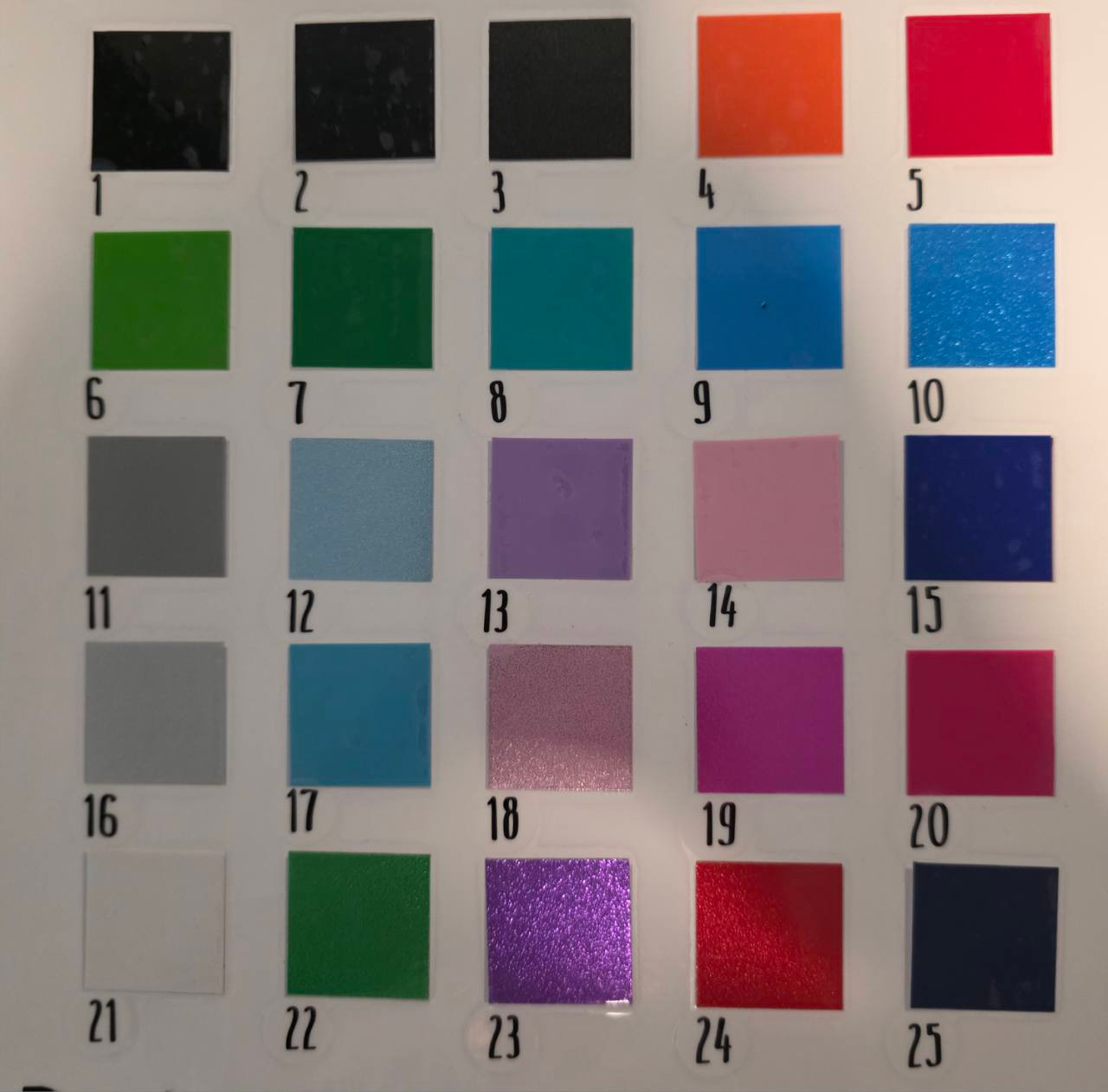 Numbered vinyl color options for custom event signs