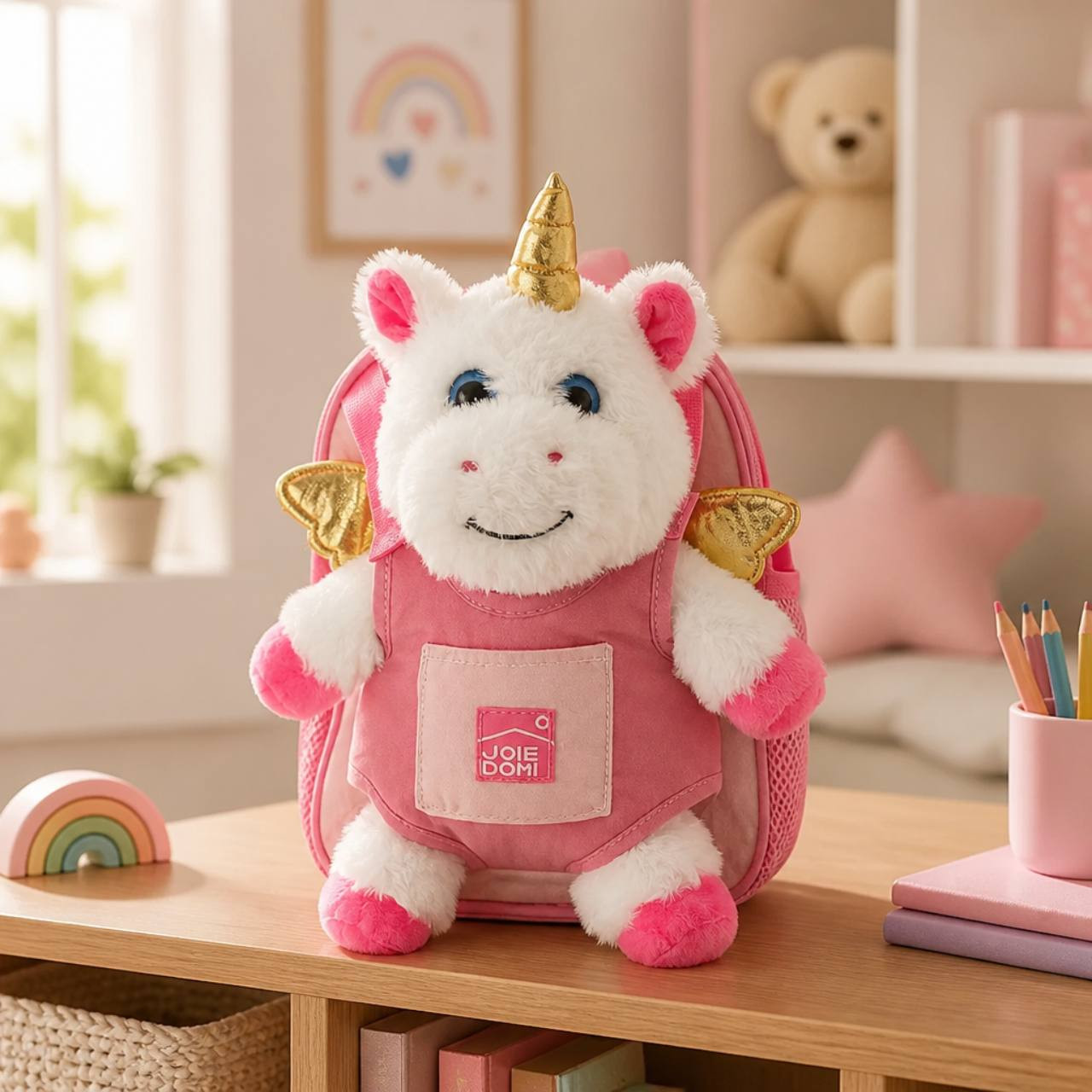 Pink unicorn personalized toddler backpack