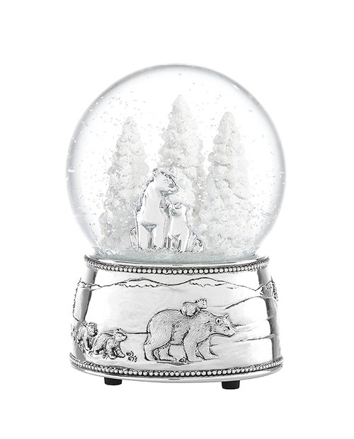 Reed & Barton Winter Traditions Snow Globe - North Pole Bound Polar Bear & Cubs