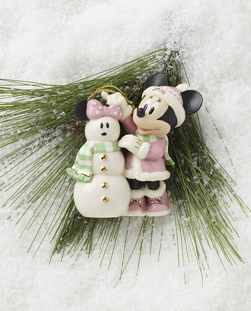 Lenox 2026 Minnie with Snowman Ornament - Porcelain