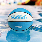 Splash-It waterproof pool basketball floating in water, designed for salt systems and sunny conditions