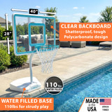 Junior Hoop Clear Pool Basketball Hoop, Aqua