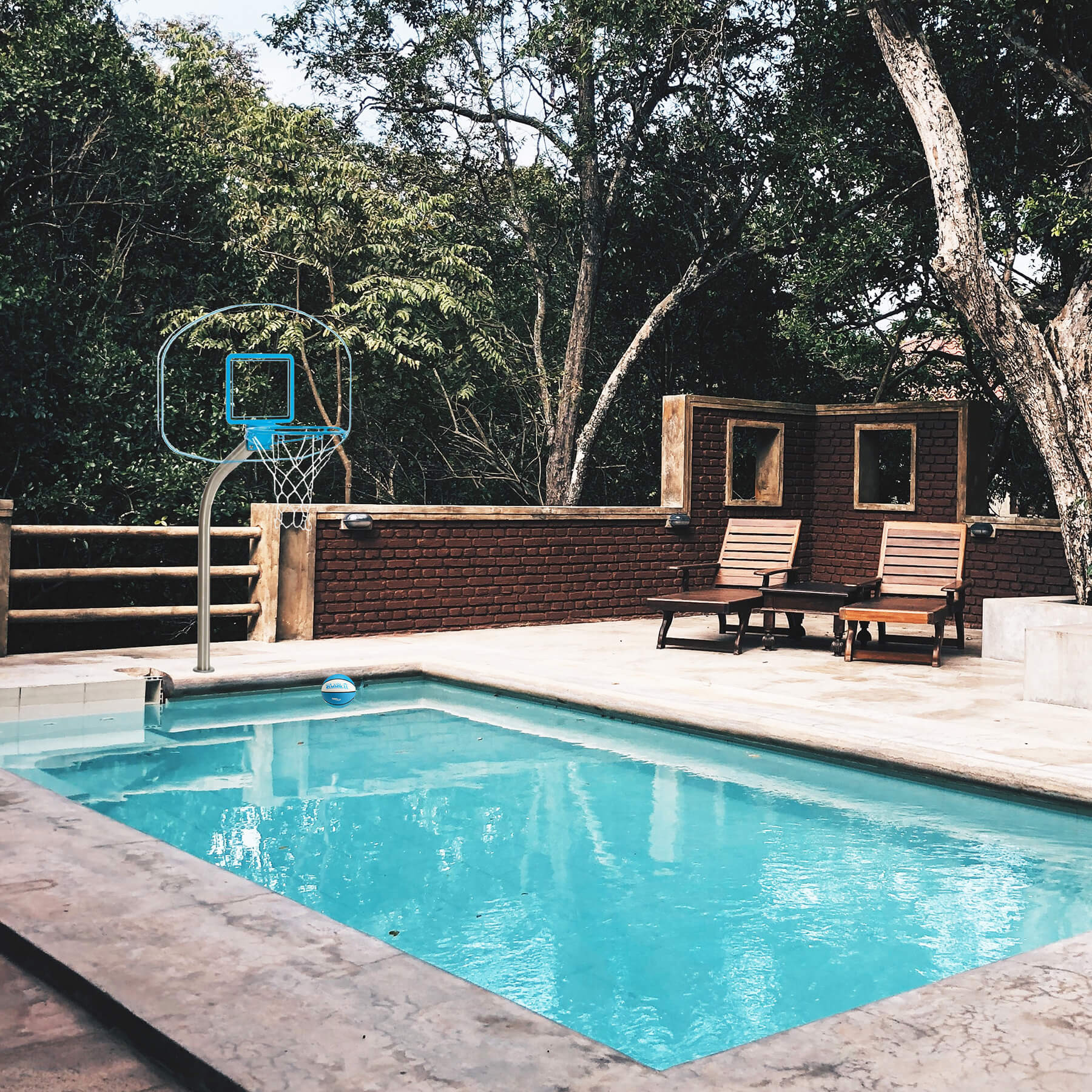 Pool Basketball Hoop ClearHoop Jr. Deck Mounted Pool Basketball