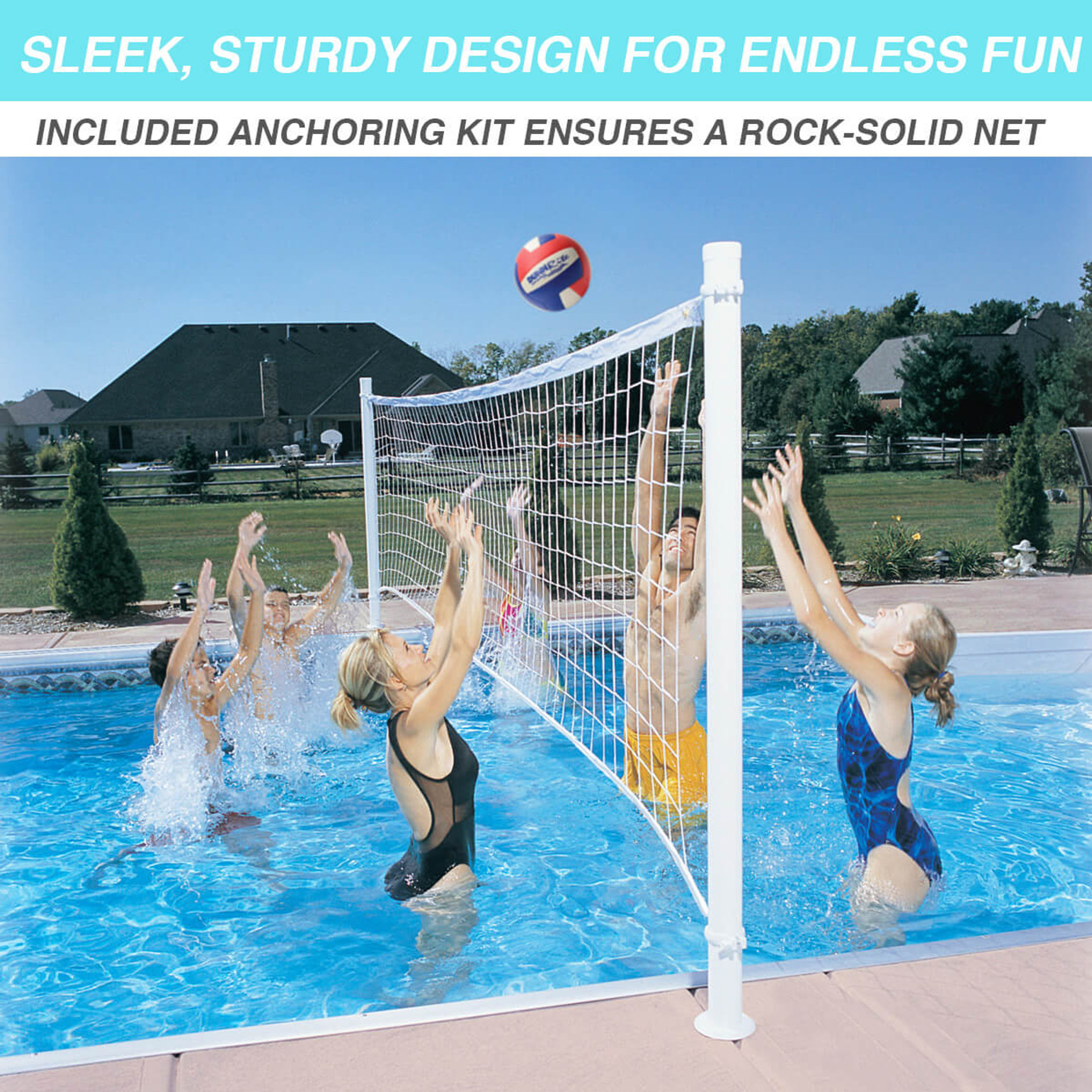 Deck Combo Clear - Pool Basketball Hoop & Pool Volleyball Net Combo ...
