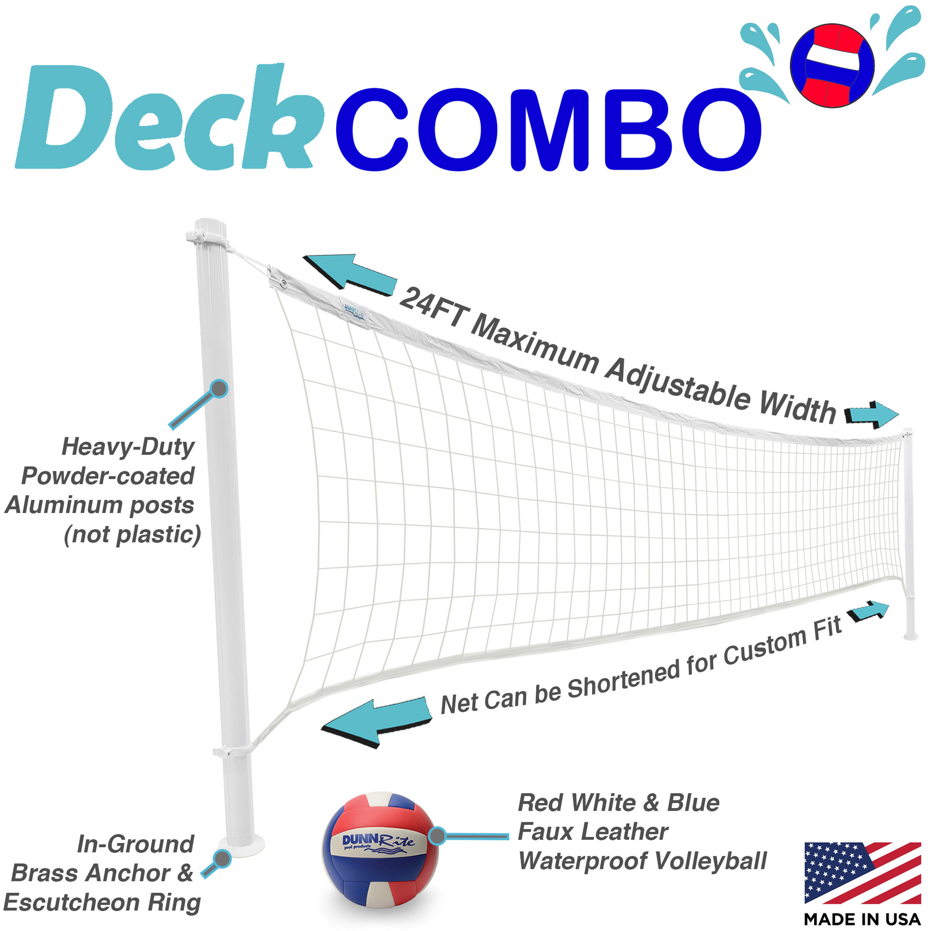 Deck Combo Clear - Pool Basketball Hoop & Pool Volleyball Net Combo ...