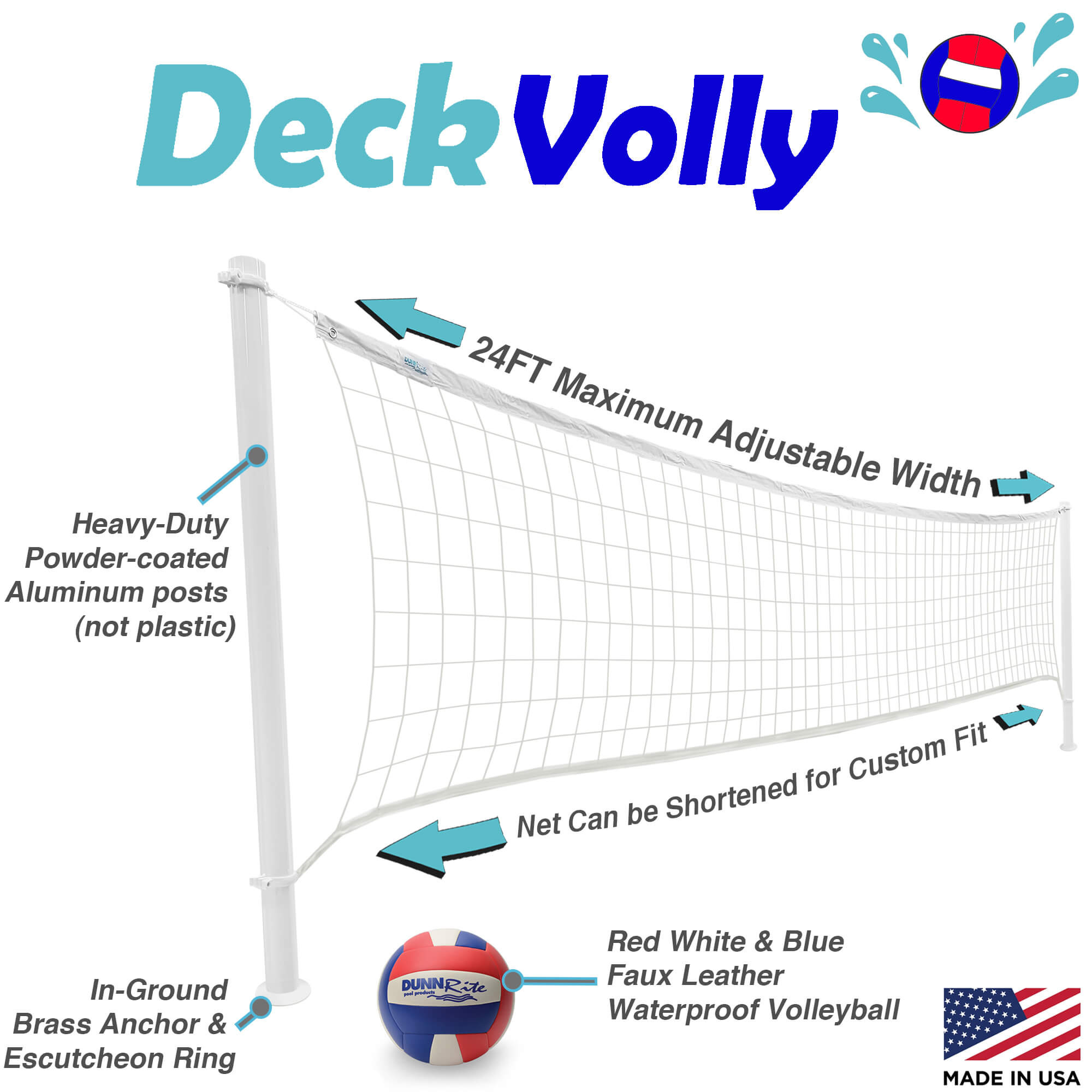 Pool Volleyball DeckVolly Deck Mounted Dunn Rite Products