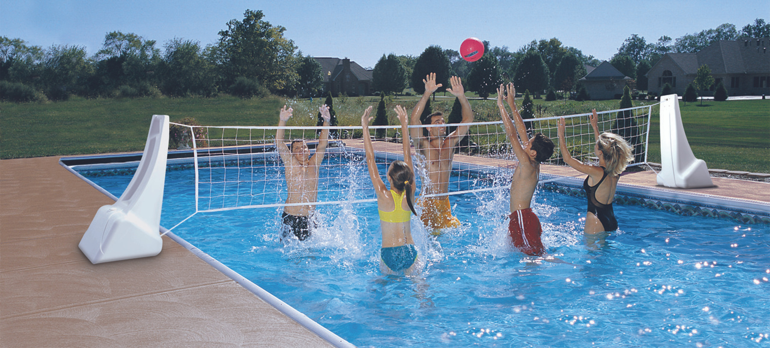 PoolSport Stainless Combo Pool Basketball Hoop & Pool Volleyball Net Combo Unit Dunn Rite Products