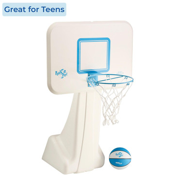 PoolSport pool basketball hoop with blue and white ball, great for teens