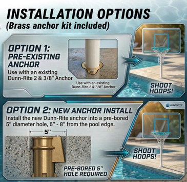 Deck Shoot Deck-Mounted Pool Basketball Hoop, Clear (2 & 3/8" Post)