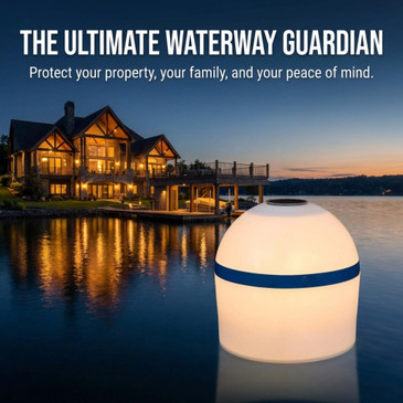 Solar Powered Self-Illuminating Buoy With Light Engine - 20" -  Mooring (white & blue)
