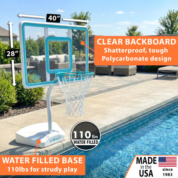 Junior Hoop Clear Pool Basketball Hoop, Aqua