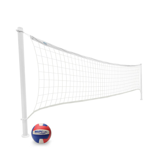 DeckVolly White Premium In-Deck Pool Volleyball Net Set (Anchors Included)