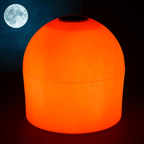 Solar-powered orange LED mooring buoy glowing at night with moonlight in the background – automatic dusk-to-dawn marine lighting Solar-powered orange LED mooring buoy glowing at night with moonlight in the background – automatic dusk-to-dawn marine lighting