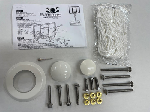 Bag Includes: 

Instruction Sheet for B6000C 
Finishing Ring for Post 
Post Cap (CAP 2)
Base Plug (LBC131)
12 Loop Net (BBN300) 
Flange Head Bolt 5/16"x2" (x4)
Bolt 5/16"x1 1/4" (x3)
Carriage Bolt 5/16"x3 1/2" (x4)
Flanged Lock Nut 5/16" (x6)
Inflate Needle 

