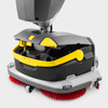 Close-up of K-Mop 46 dual counter-rotating brushes scrubbing floor