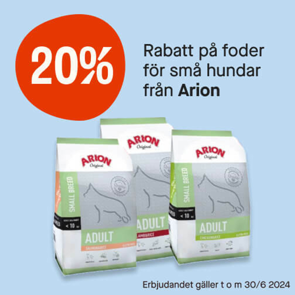 20% foder för små hundar från Arion