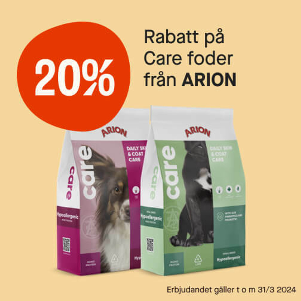 20% rabatt på Care foder från Arion