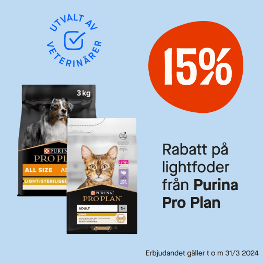 15% rabatt på lightfoder från Purina Pro Plan