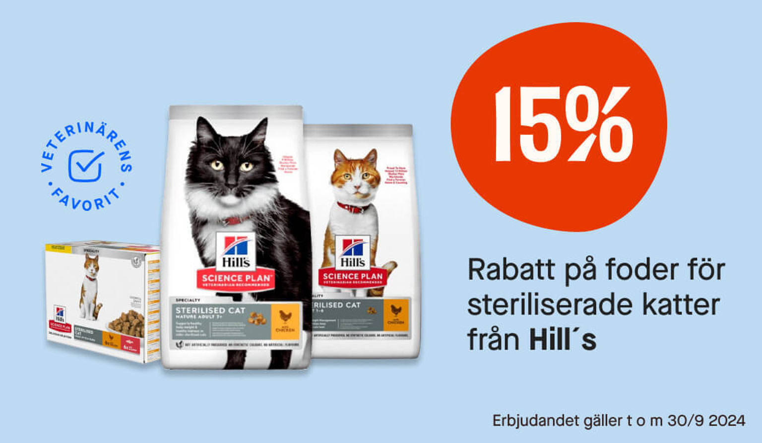 15% kattfoder från Hill's 