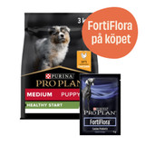 Medium Puppy Healthy Start Torrfoder med Kyckling + 7-pack FortiFlora