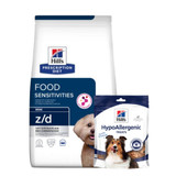 Treats + Prescription Diet z/d Food Sensitives Mini Torrfoder till mindre hund