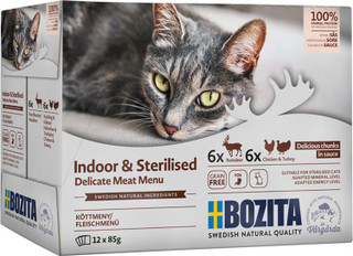 Indoor & Sterilised Multipack Våtfoder med Fågel och Ren för katt