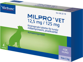 Milpro vet. Filmdragerad tablett 12,5 mg/125 mg, till Hundar