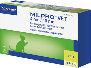 Milpro vet. Filmdragerad tablett 4 mg/10 mg, till Kattungar