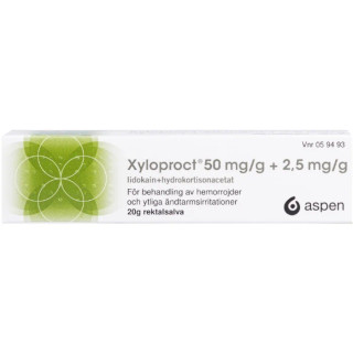 Xyloproct®. Rektalsalva, 50 mg/g + 2,5 mg/g