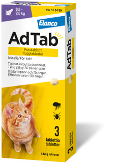 AdTab. 12 mg, tuggtabletter för katt (0,5–2 kg)