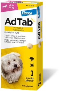AdTab. 112 mg, tuggtabletter för hund (> 2,5–5,5 kg)