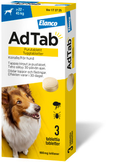 AdTab. 900 mg, tuggtabletter för hund (> 22–45 kg)