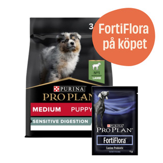 Medium Puppy Sensitive Digestion Lamb + 7-pack FortiFlora