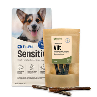 Köp FirstVet Sensitiv för hundar med känslig mage 12 kg - få tuggben på köpet!