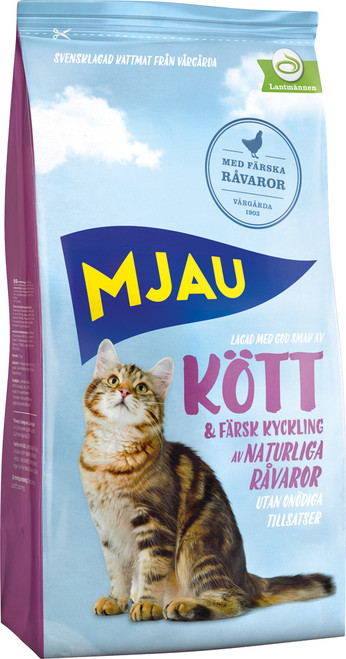Torrfoder med köttsmak för katt - Mjau