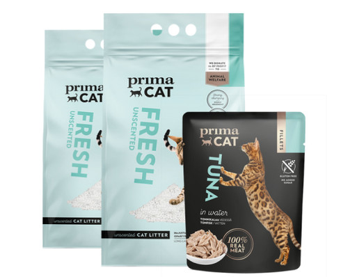 2 st Extra Fräsch Kattsand Oparfymerad - våtfoder på köpet!