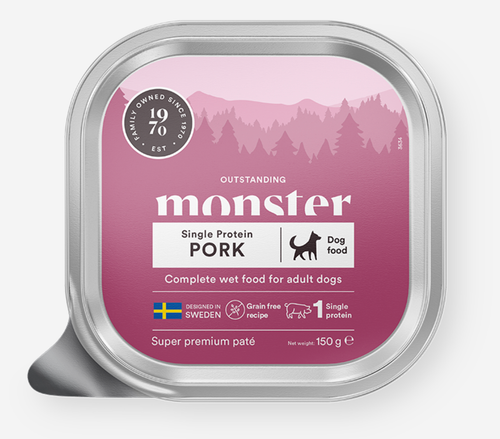 Våtfoder Paté med Fläsk för Hund från Monster