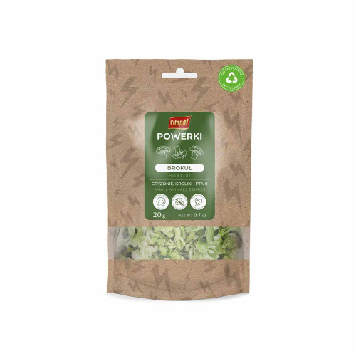 Frystorkad broccoli till gnagare och fågel
