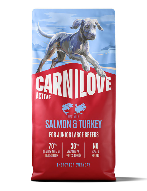 Salmon & Turkey Junior Large Breed Torrfoder för Valpar