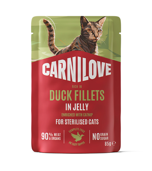 Adult Pouch Jelly med Anka och Kattmynta Sterilised Våtfoder för Katt från Carnilove