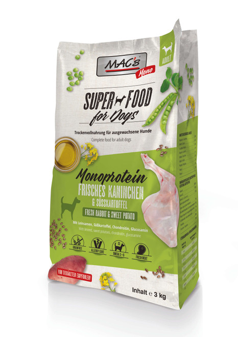 Monoprotein Rabbit Torrfoder för Hund från Mac's