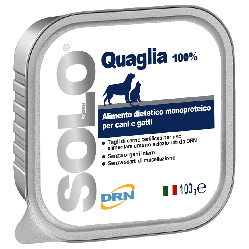 DRN Solo Vaktel Monoprotein Våtfoder för hund & katt - 100 g