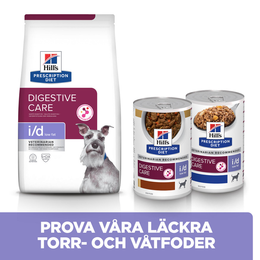 Prescription Diet i/d Digestive Care Low Fat Hundfoder med Kycklingsmak