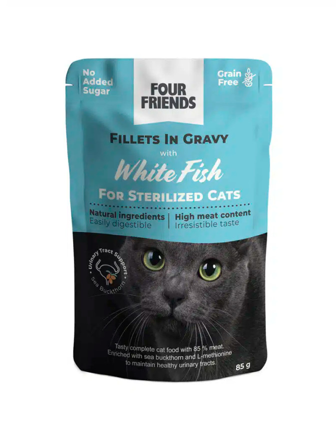 Sterilized White Fish in Gravy Pouch Kattfoder