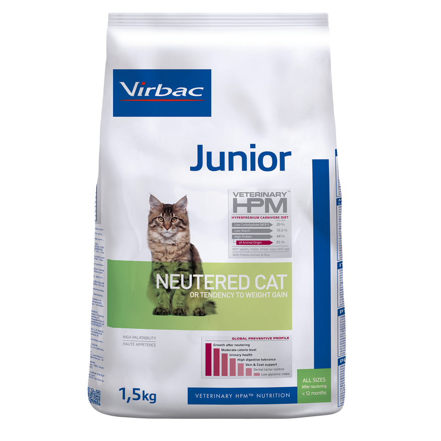Junior Neutered Torrfoder till Kattunge - 1,5 kg