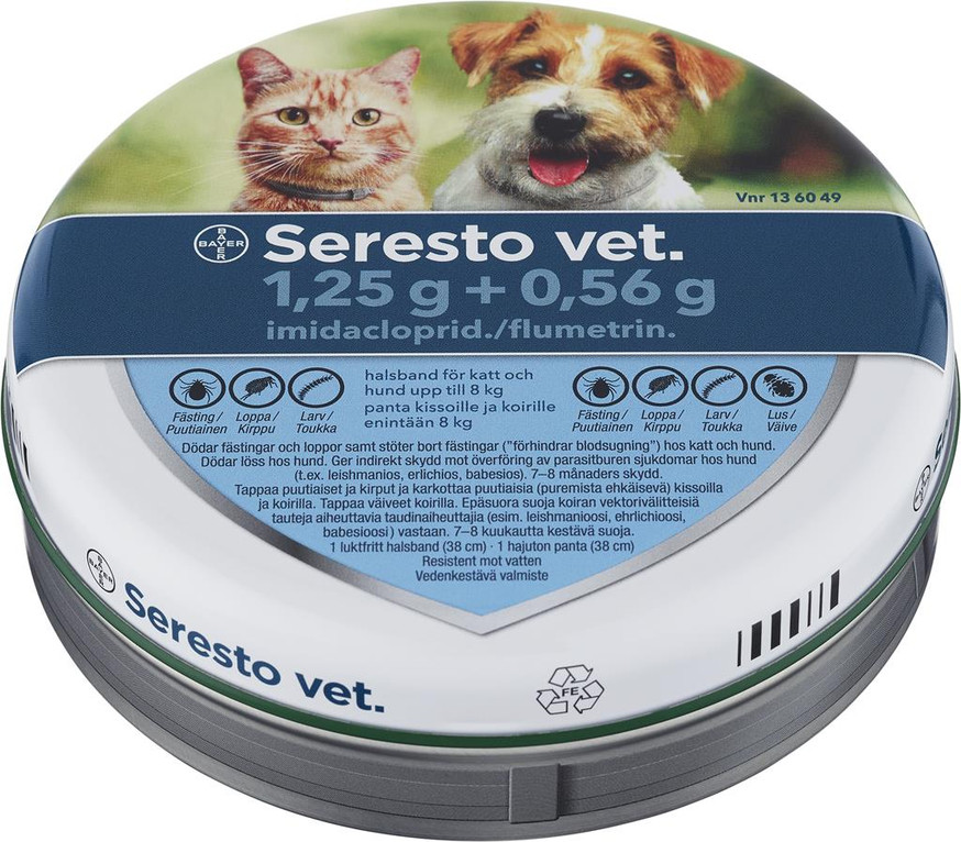 Seresto Vet. Halsband 1,25 g + 0,56 g, för Hund/Katt upp till 8 kg